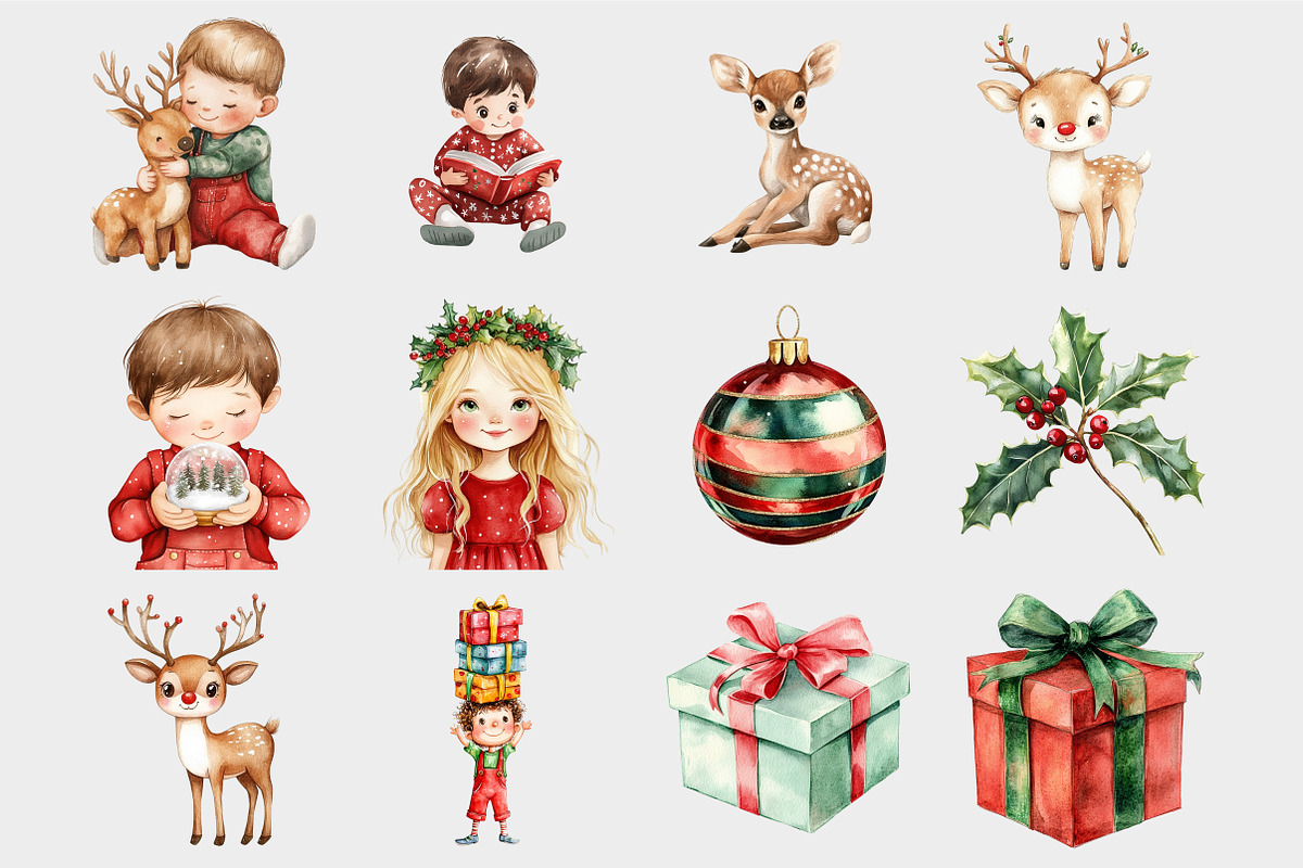 Cute Christmas Kids Clipart, a Seasonal Illustration by Design Market (Photo 4 of 5)