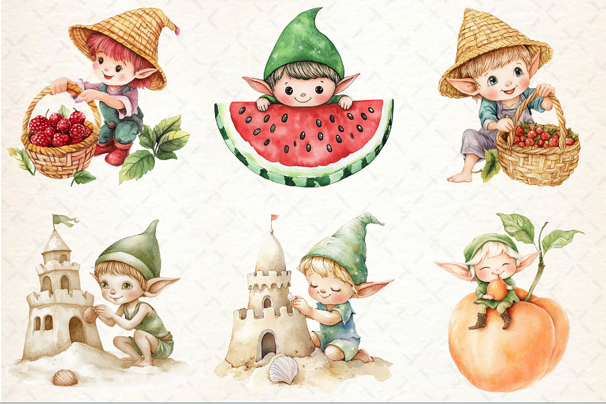 Summer Elves Sublimation Clipart, an Illustration by Rose Art (Photo 4 of 4)
