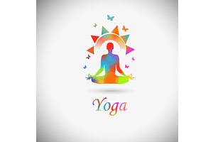 Logo yoga hand drawn colored. Not AI, a Healthcare Illustration by Nenahliadava Design
