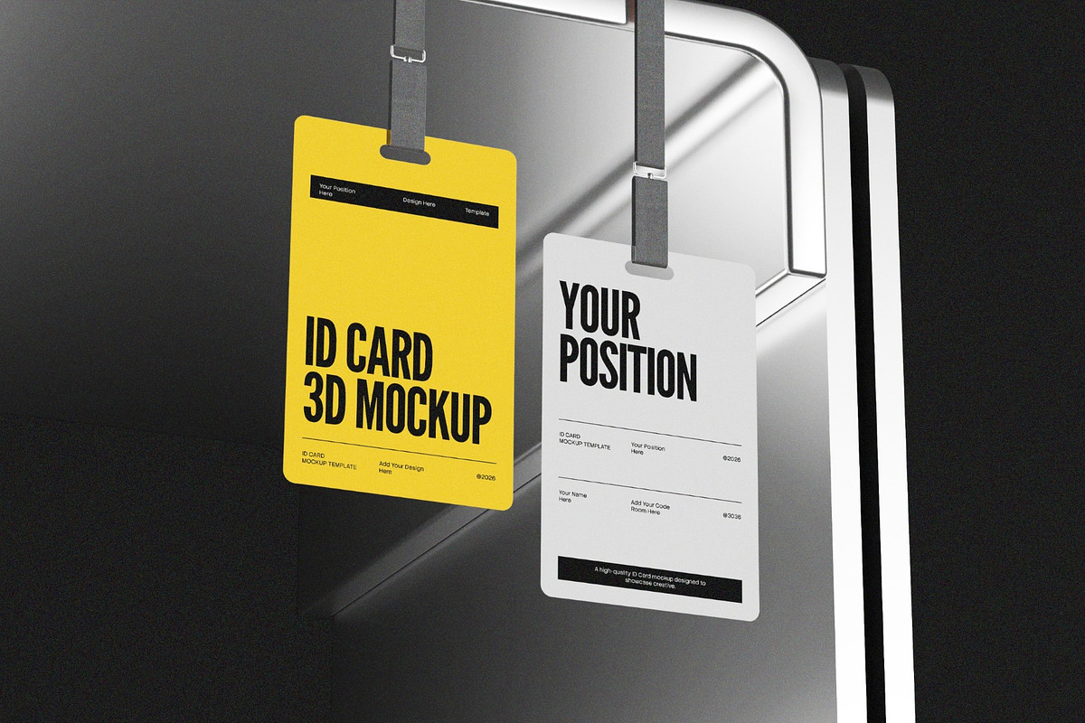 Portrait ID Card On Metal 3D Mockup, an Advertising Mockup by graphicook (Photo 4 of 4)