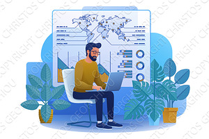 Man Working on Statistics Data, a Person Illustration by Christos Georghiou