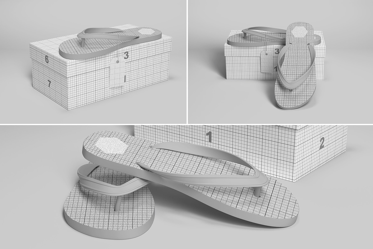 Flip Flops Packaging Mockup 6 Views, a Packaging Mockup by Illusiongraphic (Photo 10 of 20)