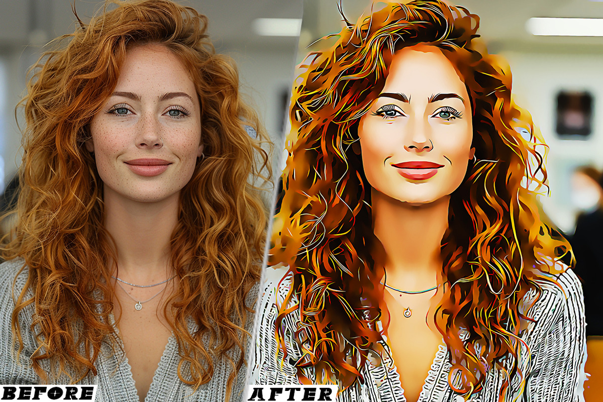 Cartoonize painting Photoshop Action, a Brushes & More by one-touch (Photo 8 of 9)