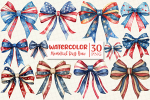 Memorial Day Bow Clipart, a Work Illustration by OK Design