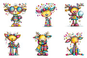 Whimsical Christmas Reindeer Clipart, an Illustration by designcity5 (Thumbnail 2 of 5)