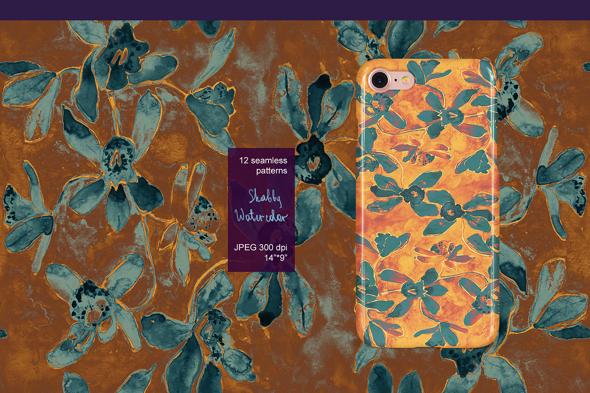 Shabby watercolor seamless set, a Pattern Graphic by PatternsBlooming (Photo 5 of 9)