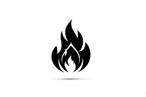 Black flame icon with stylized layered fire shapes on white back, an Abstract Photo by José Manuel Gelpi