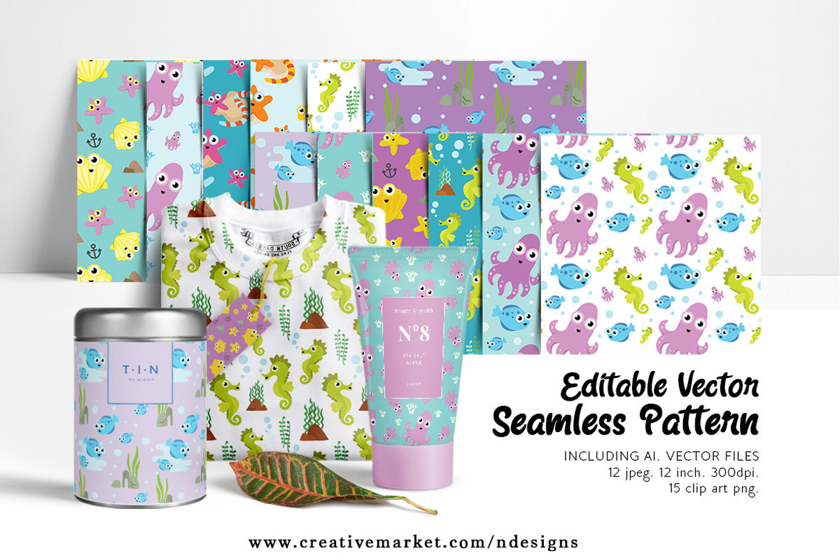 Under The Sea Seamless Pattern, a Pattern Graphic by NDesigns