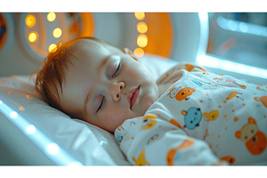 A baby peacefully sleeping inside a, a Health & Medical Photo by Igor Tichonow