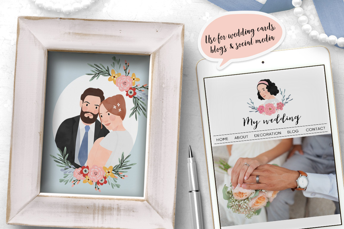 Wedding & Valentine Portrait Creator, a Decorative Illustration by Tabita's shop (Photo 6 of 8)