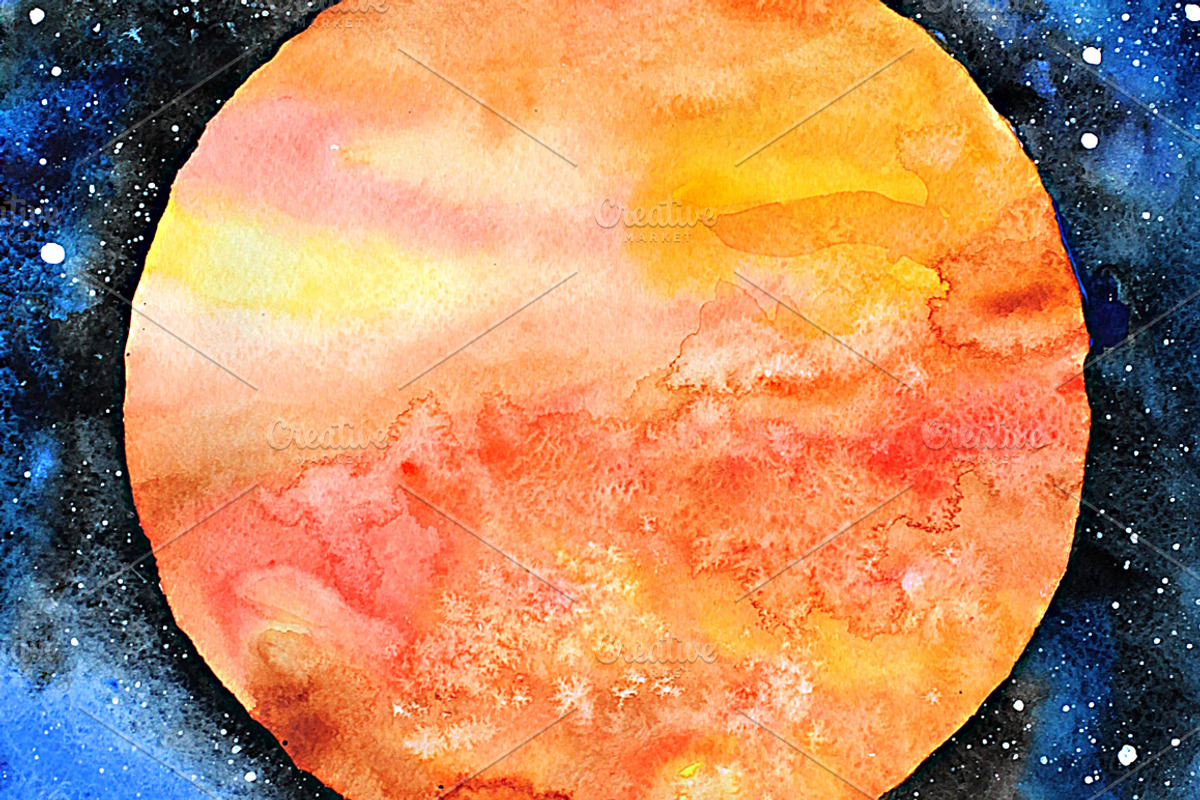 Galaxy watercolor illustrations set, a Texture Illustration by tamara.comotomka (Photo 4 of 6)