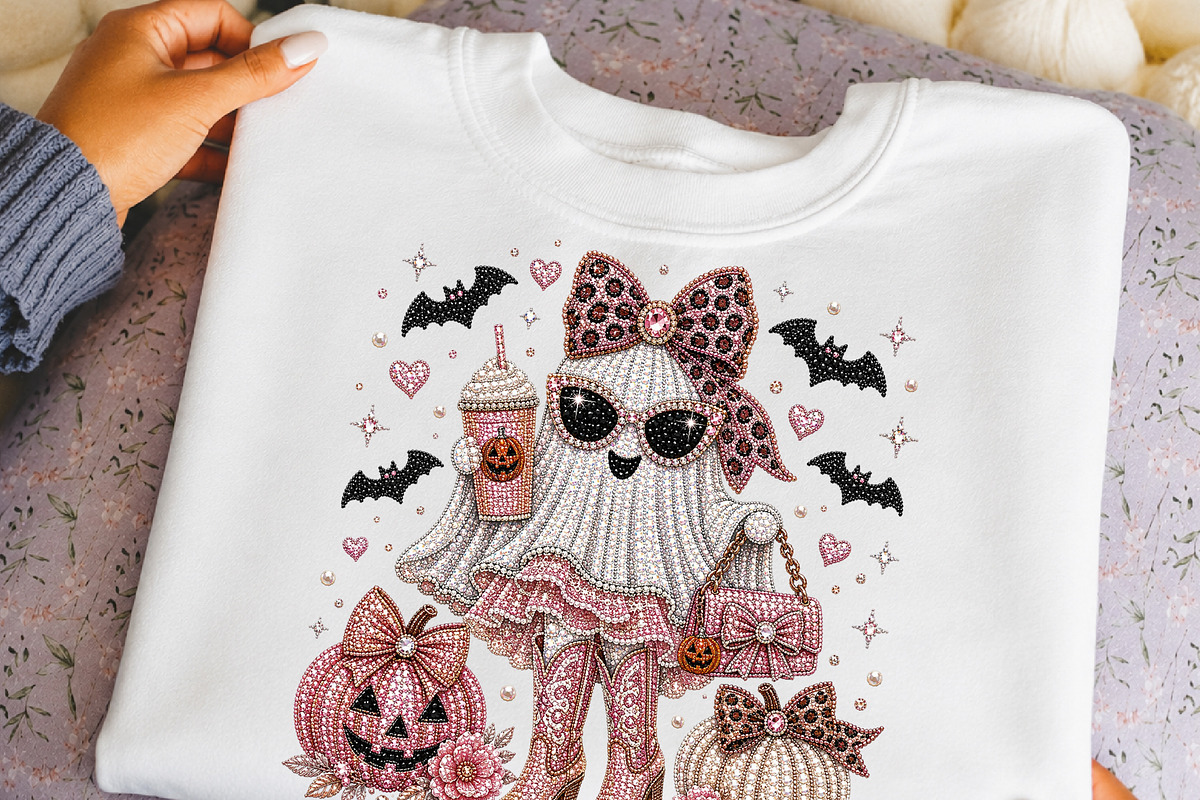 Cute Rhinestone Ghost PNG, a Seasonal Illustration by DreamCafeArt (Photo 6 of 6)