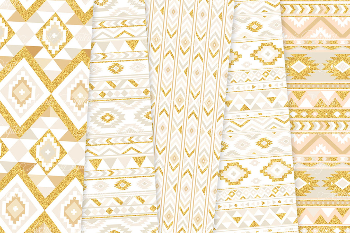 Ivory & Gold Boho Seamless Patterns, a Pattern Graphic by Avenie Digital (Photo 4 of 4)