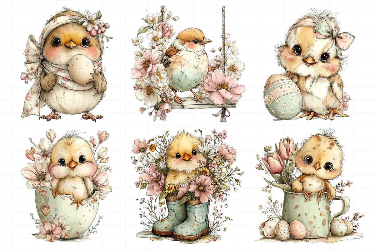 Whimsical Easter Birds Clipart, an Illustration by Daily.Designs (Photo 6 of 7)