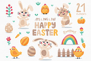 Cute Easter Bunny Clipart & Patterns, a Seasonal Illustration by Ejevyaka (Thumbnail 6 of 9)
