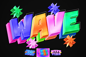 Colorful 3D Glossy Text Effect, a Layer Style Add-On by Matsero