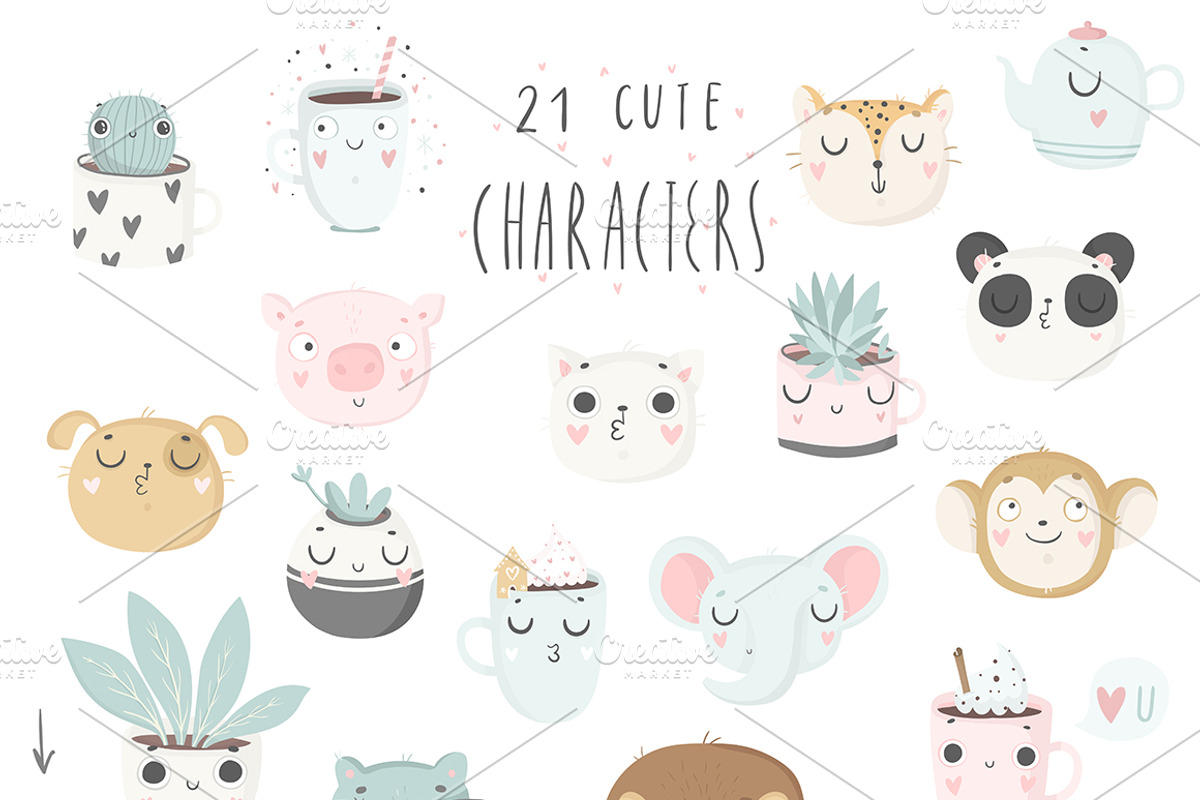 Cute Kids Set, an Animal Illustration by Artnis (Photo 2 of 11)