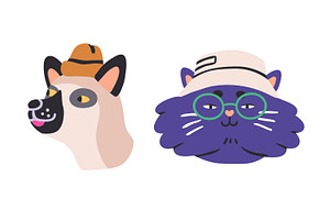 Cute, Funny Animals Avatars Set