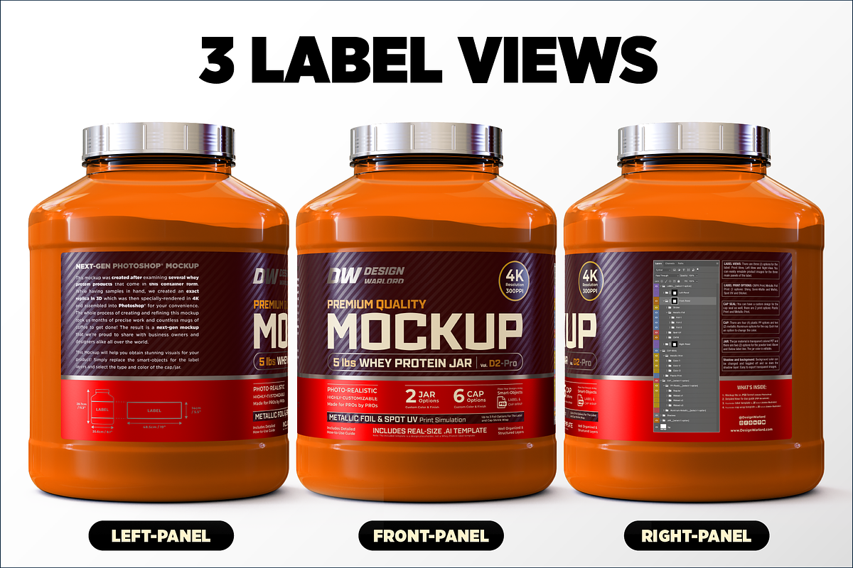 5lb Whey Protein Jar Mockup D2-Pro, a Packaging Mockup by Design Warlord (Photo 6 of 16)