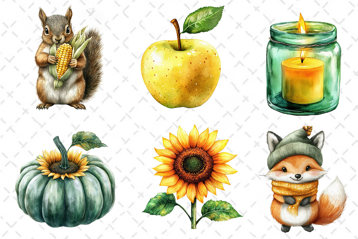 Yellow & Green Autumn Clipart, an Illustration by Dream Creation (Photo 4 of 6)