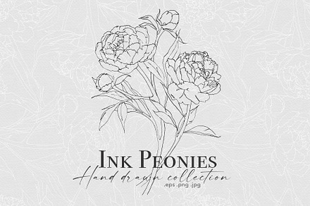 Ink Peonies Vintage Flowers Patterns