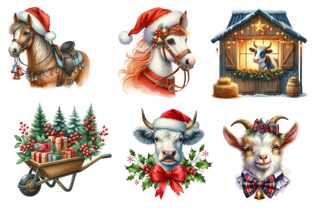 Christmas Farm Sublimation Clipart, an Illustration by CreationArt (Photo 4 of 5)