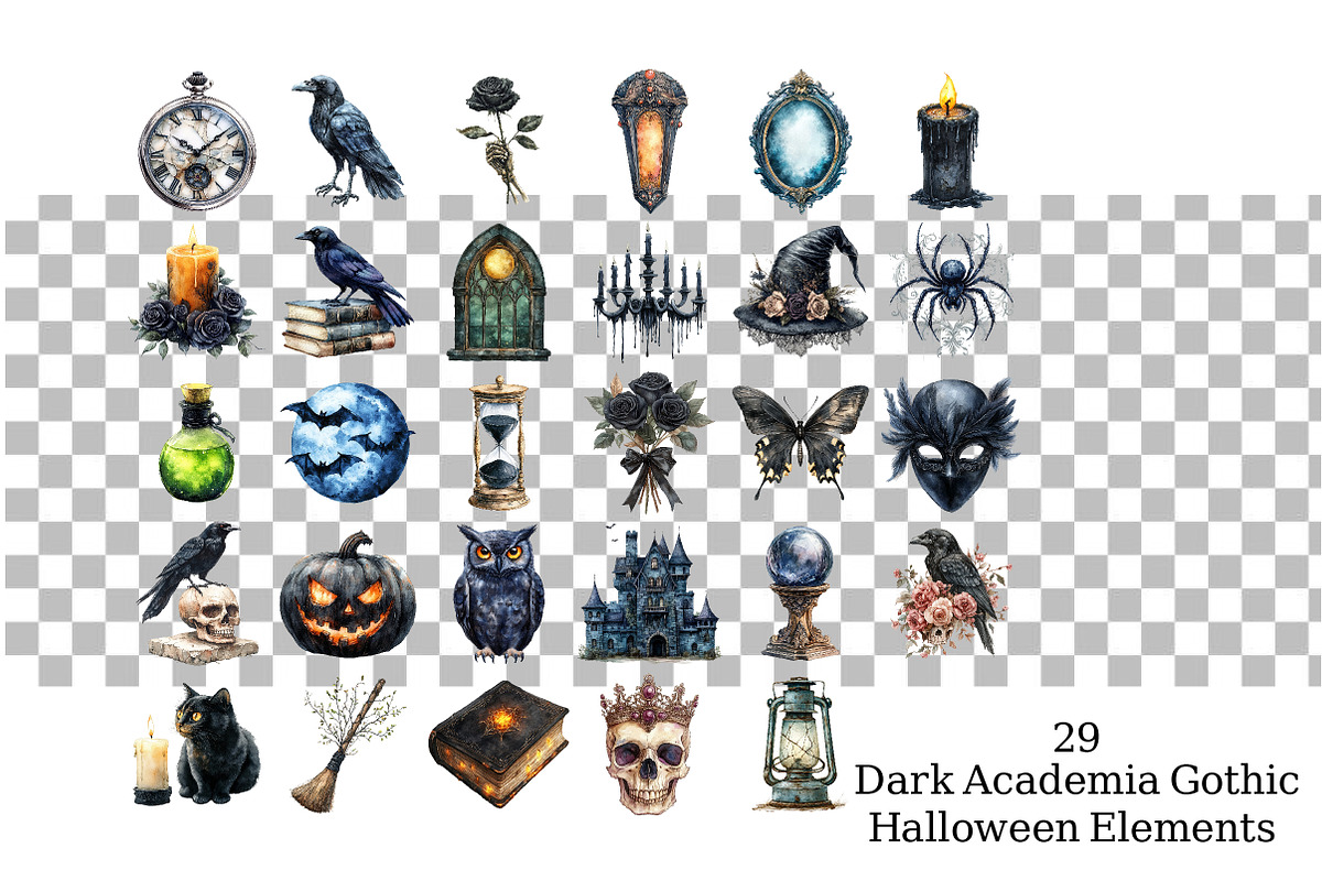 Dark Gothic Halloween Clipart, a Seasonal Illustration by Daily.Designs (Photo 3 of 7)