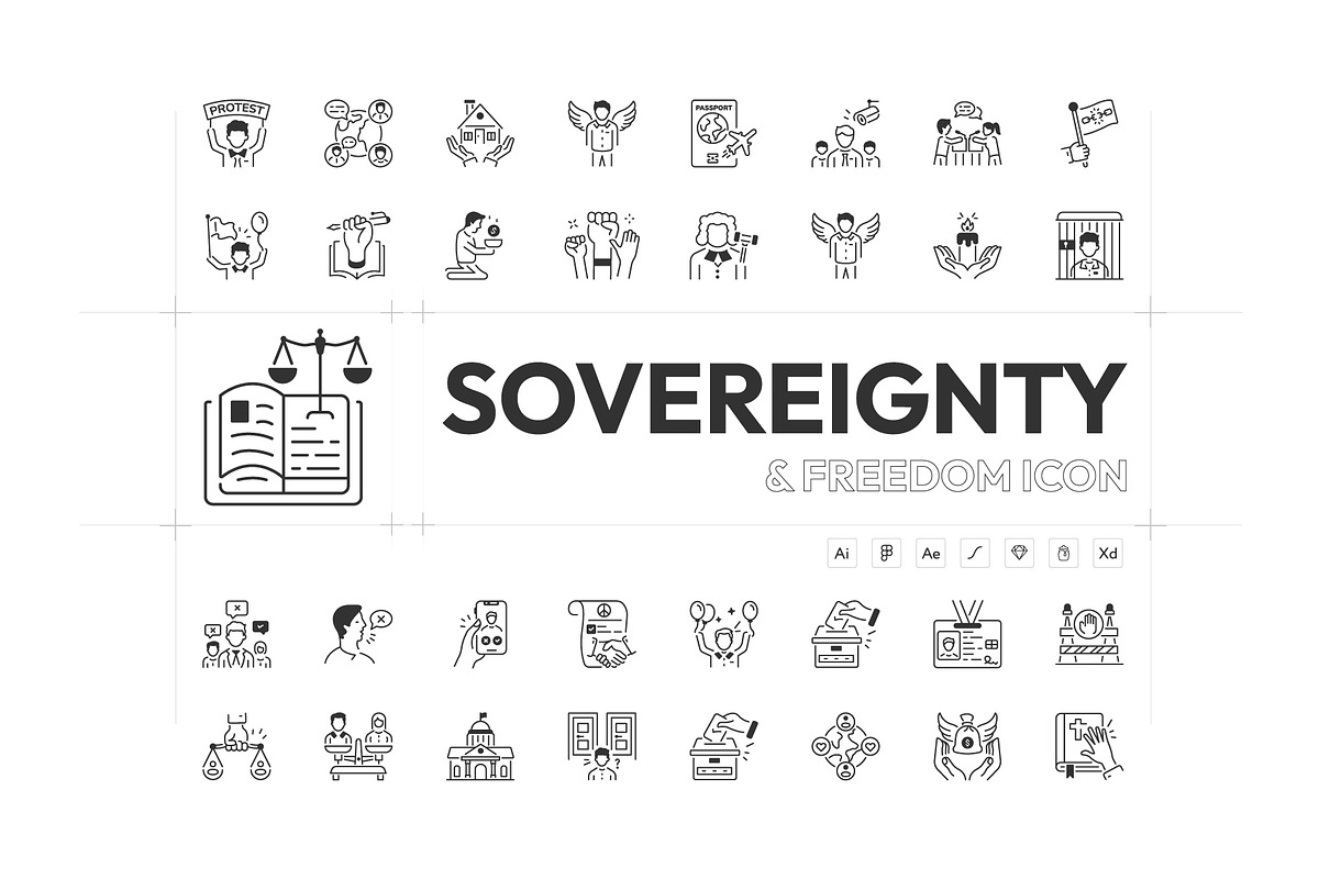 Sovereignty and Freedom Icons, an Outline Icon by Prosymbols (Photo 1 of 5)