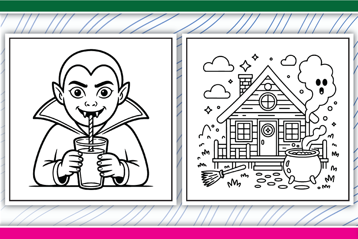 Vintage Halloween Coloring Pages, an Illustration by LightExpress (Photo 2 of 5)