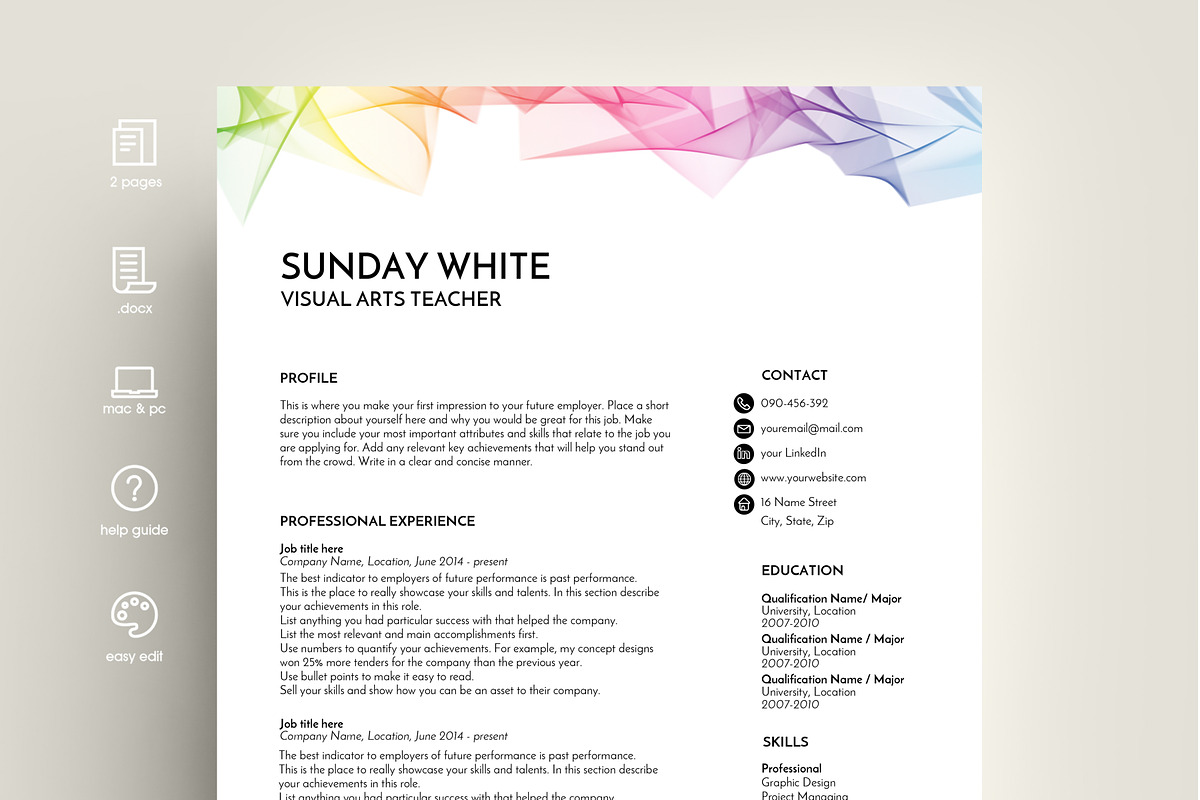 resume template word creative, a Resume Template by PinkJellyfish (Photo 1 of 7)