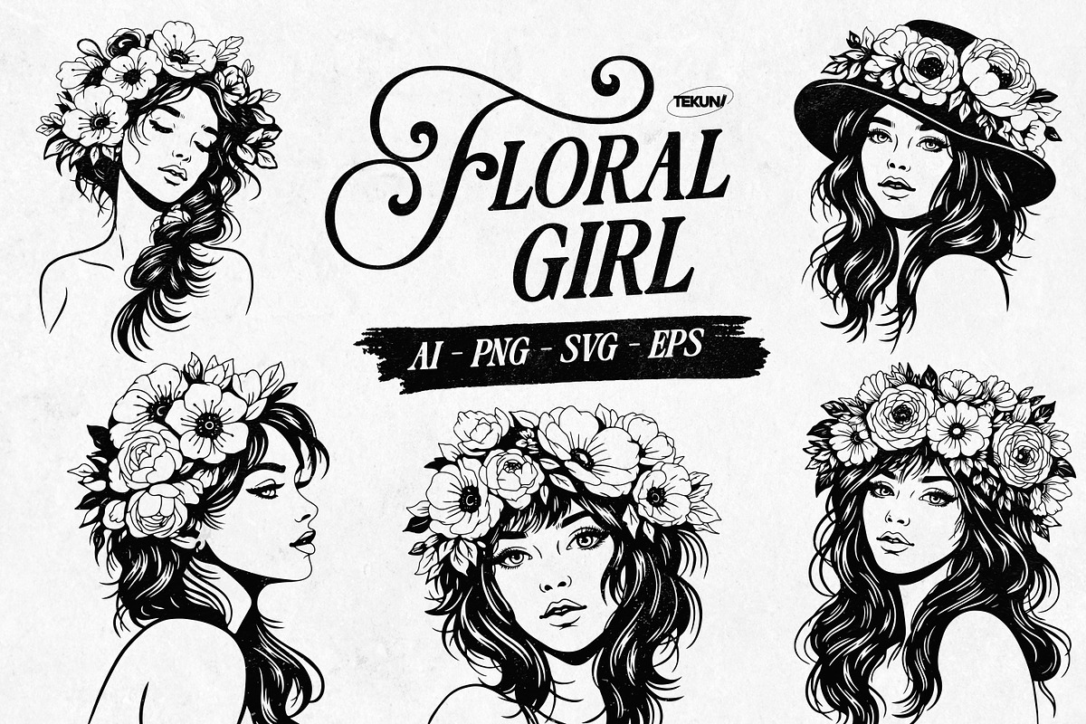 Floral Girl Illustration, a Person Illustration by Tekuni (Photo 1 of 9)