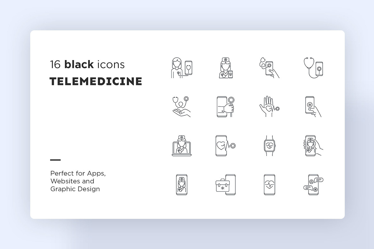 Telemedicine | 32 Icons Set, an Outline Icon by Marina Silence (Photo 4 of 17)