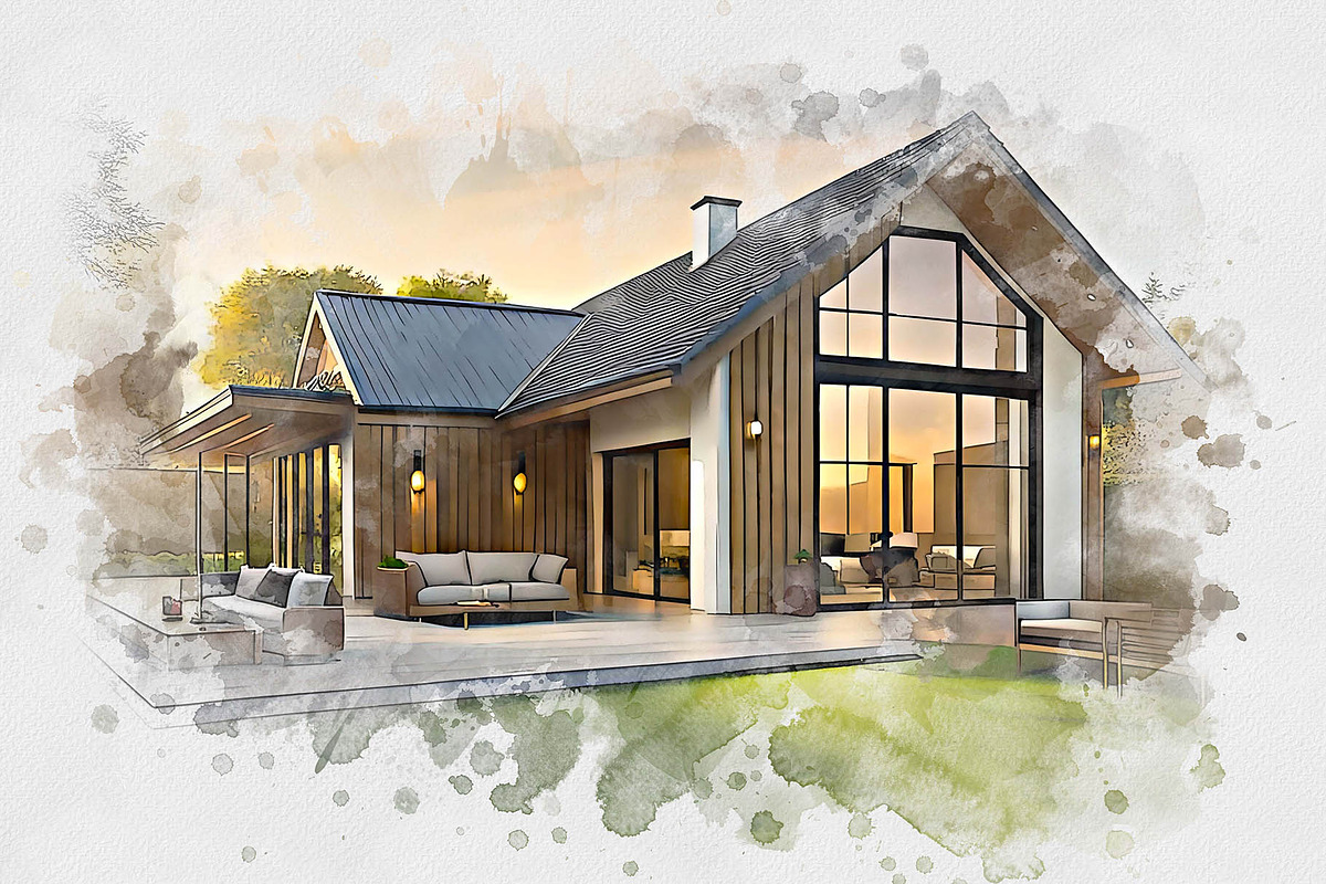 House Watercolor Painting, an Action Add-On by Photoshop Action (Photo 5 of 12)