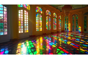 Colorful sunlight patterns through, a Background Photo by Lermont51