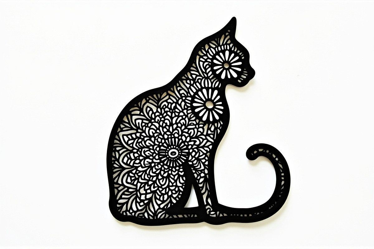 Ornate Cat Mandala Silhouette Design, an Illustration by Creativeshirt (Photo 9 of 13)