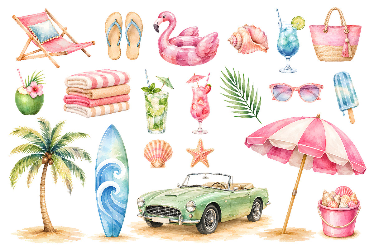 Watercolor Summer Clipart (66), a Seasonal Illustration by Iryna Denysova (Photo 2 of 8)