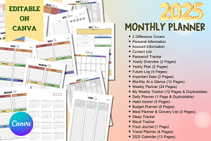 2025 Monthly Planner-CANVA Template