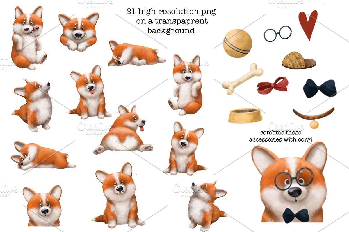 Corgi Character. Dog clipart, an Animal Illustration by sheincar (Photo 2 of 5)