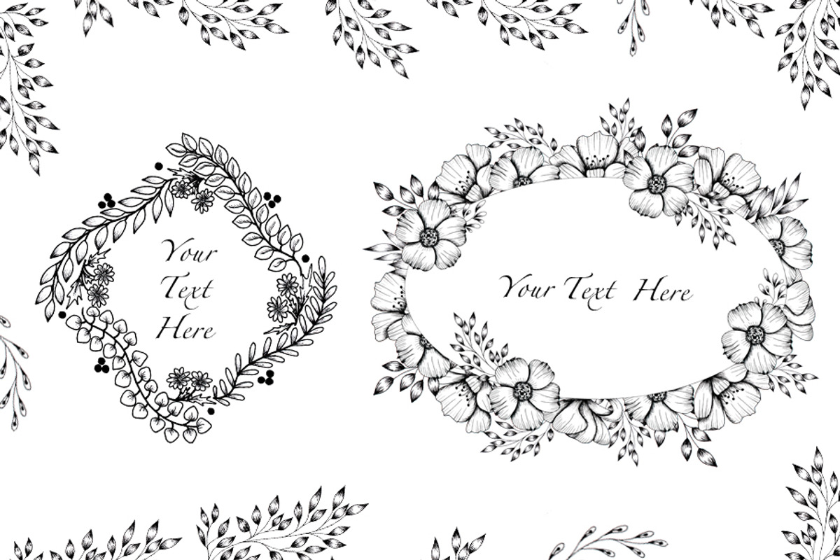Black and White Botanical Collection, an Illustration by TanataDesign (Photo 6 of 8)