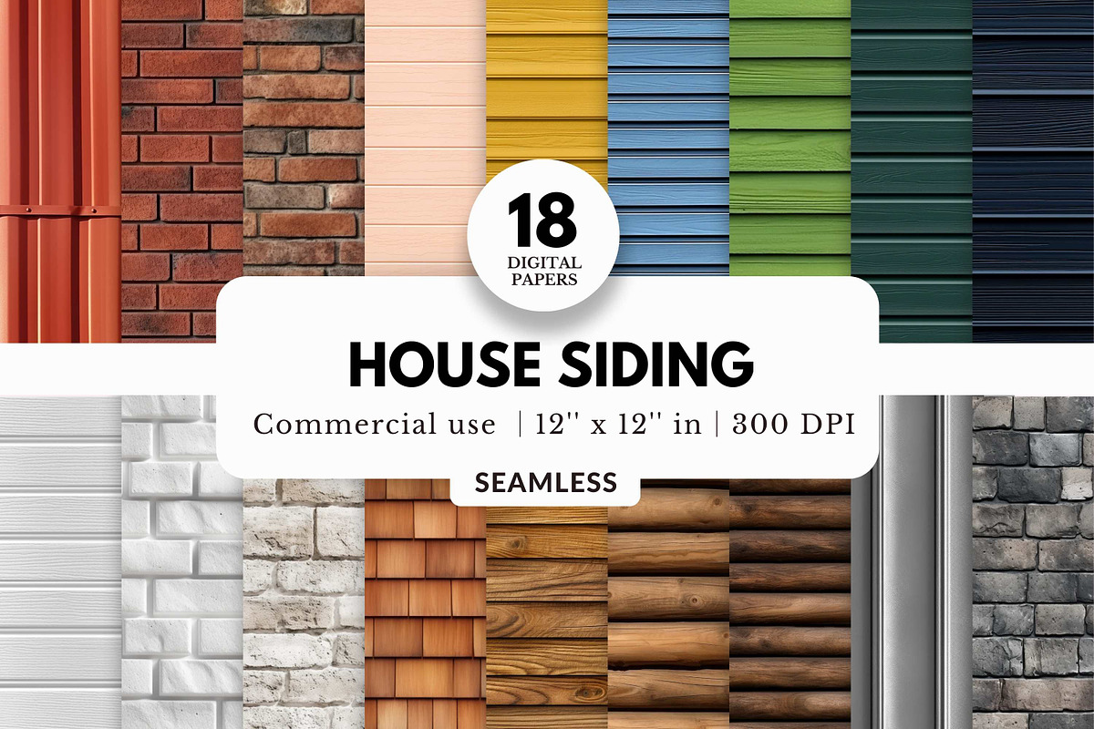18 House Siding Digital Papers, a Background Graphic by NorthWindPixels (Photo 1 of 4)