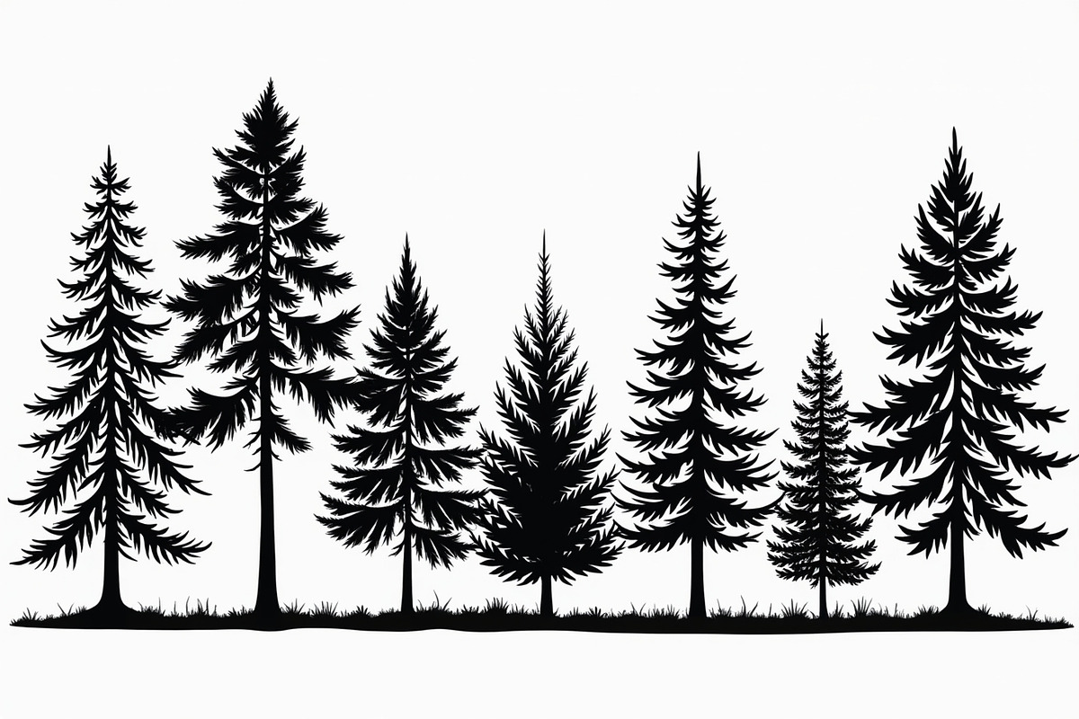 Majestic pine trees silhouette, an Illustration by Amazin_art (Photo 5 of 11)