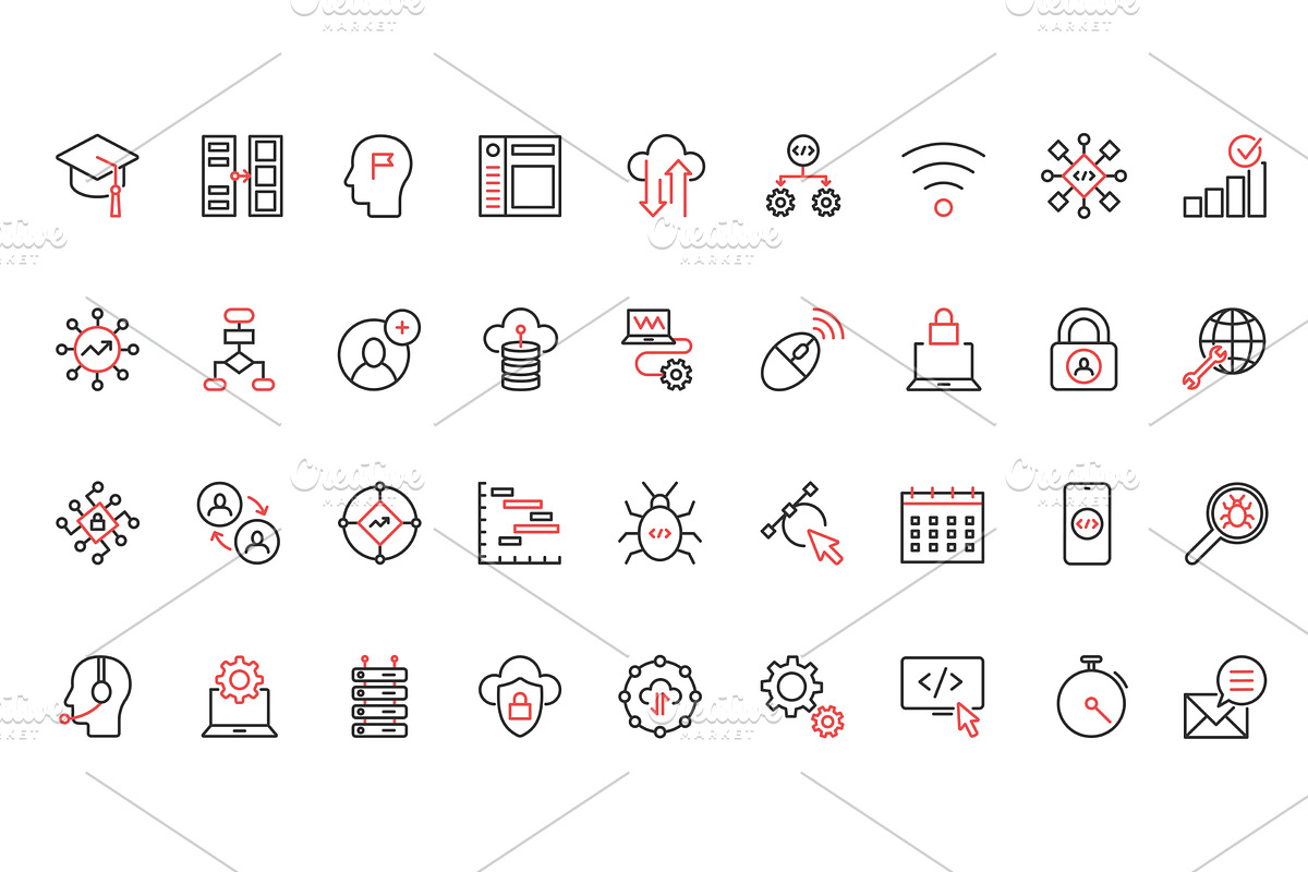 Support computer software icons, a Technology Illustration by Lemberg Vector