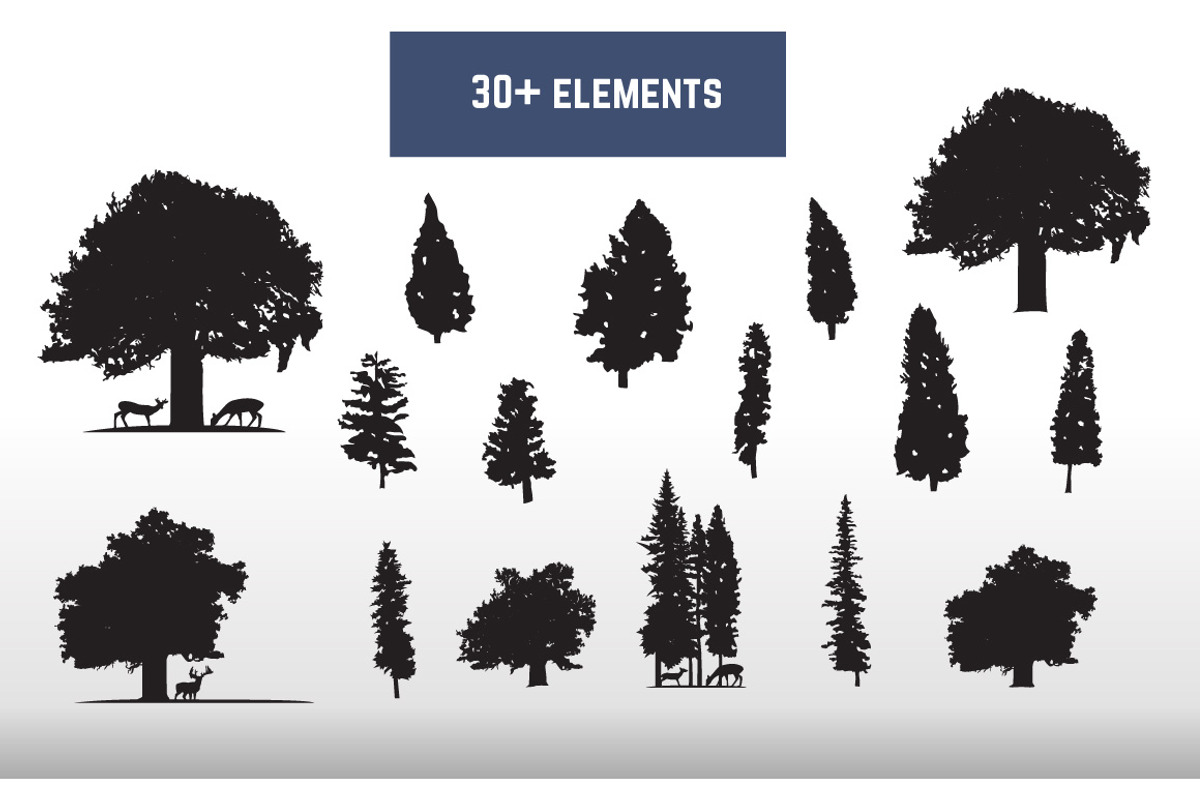 30+ Deer Oak Pine Tree Silhouette, an Animal Illustration by jongcreative (Photo 5 of 5)