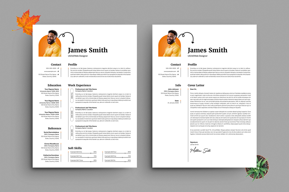 Creative Resume Template Cover Leter, a Resume Template by PixelStudio (Photo 1 of 6)