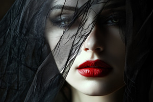 Mysterious woman with red lips, a Person Photo by MistyDay