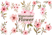 Romantic Pink Floral Clipart, an Illustration by jahid234 (Thumbnail 1 of 11)