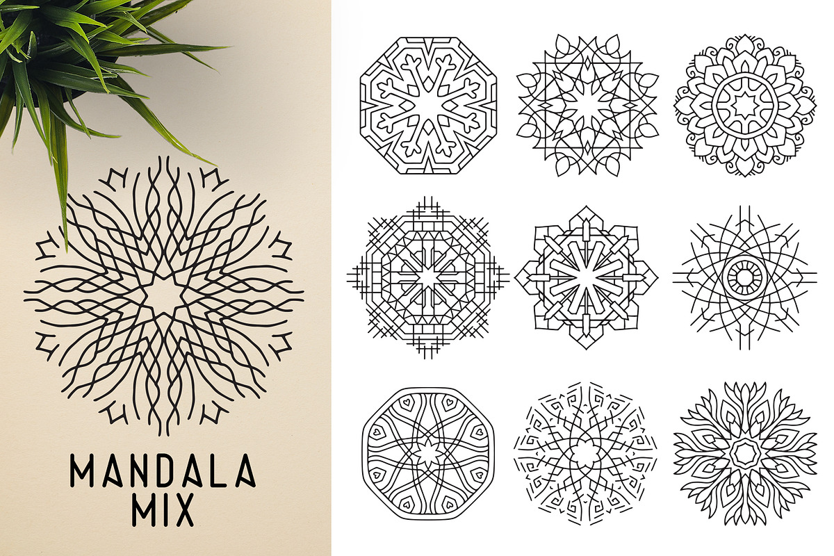 300 Vector Mandala Ornaments, a Decorative Illustration by pixaroma (Photo 35 of 49)