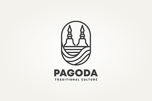 minimalist pagoda culture icon logo, a Branding & Logo Template by Blazybone