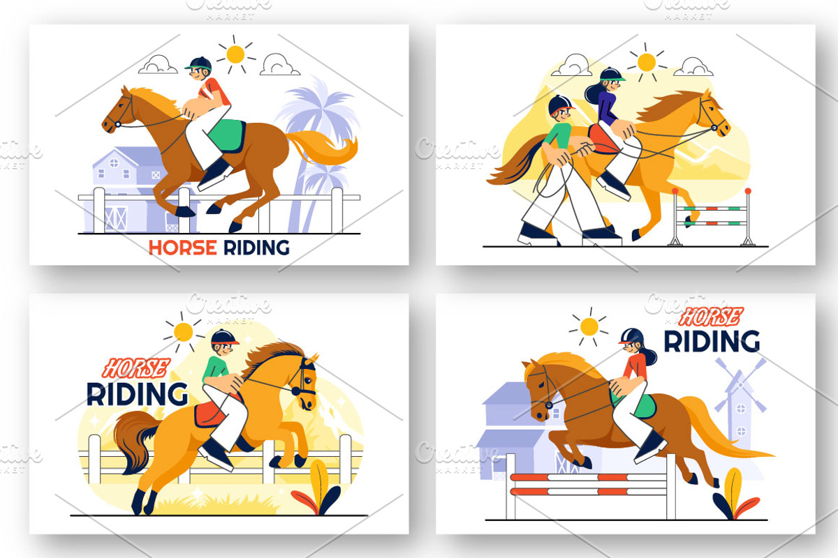 10 Horse Riding Illustration, a Sport Illustration by denayunebgt (Photo 2 of 4)