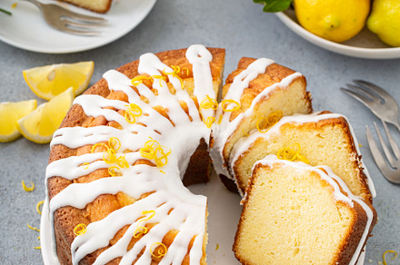 Lemon pound cake with powder sugar glaze